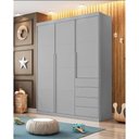 Ver imagem 1 de Guarda Roupa Infantil Pérola 3 Portas 4 Gavetas MDF Cinza Phoenix Baby 165cm