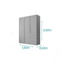 Ver imagem 3 de Guarda Roupa Infantil Pérola 3 Portas 4 Gavetas MDF Cinza Phoenix Baby 165cm