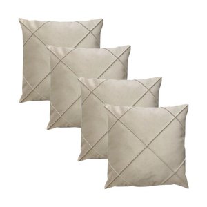 Kit 4 Capas para Almofada Drapeada em Veludo Quadrada 50x50 Várias Cores Cor:bege