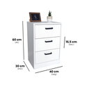 Ver imagem 4 de Mesa de Cabeceira Branca 40cm 3 Gavetas Mdf Quarto Gaveteiro Puxador Arquivo-sem Rodinhas Já Montado