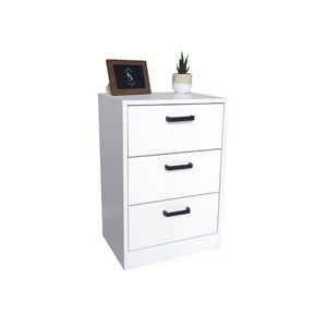 Mesa de Cabeceira Branca 40cm 3 Gavetas Mdf Quarto Gaveteiro Puxador Arquivo-sem Rodinhas Já Montado