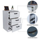 Ver imagem 2 de Mesa de Cabeceira Branca 40cm 3 Gavetas Mdf Quarto Gaveteiro Puxador Arquivo-sem Rodinhas Já Montado