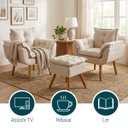 Ver imagem 5 de Kit 2 Poltronas Decorativa e Puff para Sala Recepção Manicure Consultório Quarto Alice Suede