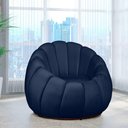 Ver imagem 2 de Kit Poltrona Base Giratória e Puff Concha Decorativo Veludo Cor Marinho