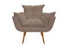 Ver imagem 2 de Kit Poltrona + Puff Decorativo Opala Suede Capuccino Pés Madeira Ms Decor