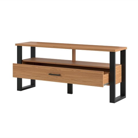 Rack para Tv até 55 Polegadas 01 Gaveta 140cm Estilo Industrial Freijó Preto Fosco Dalla Costa