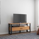 Ver imagem 3 de Rack para Tv até 55 Polegadas 01 Gaveta 140cm Estilo Industrial Freijó Preto Fosco Dalla Costa