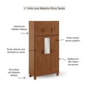 Ver imagem 5 de Guarda-Roupa 6 Portas com Espelho e Aplique Madeira Maciça Linha Cobre Marrom/Castanho