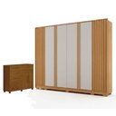Ver imagem 1 de Guarda Roupa Casal Evo 6 Portas Cinamomo e Off-White com Cômoda São Paulo 6 Gavetas 2 Portas