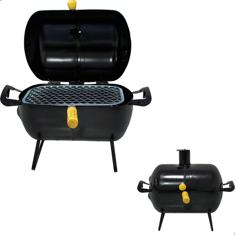 Churrasqueira Bafo Pequena Móvel com Grelha para Churrasco