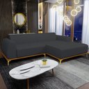 Ver imagem 2 de Sofá 3 Lugares com Chaise Direito Sala de Estar Molino 230cm D02 Linho Chumbo C-465 - Lyam Decor