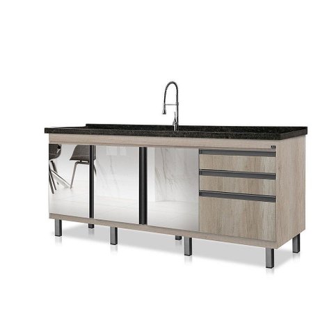 Gabinete Cozinha Mdf 1,94m Elegance com 8 Pés Pré-montado:barrique /espelhado
