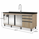 Ver imagem 2 de Gabinete Cozinha Mdf 1,94m Elegance com 8 Pés Pré-montado:barrique /espelhado