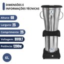 Ver imagem 2 de Liquidificador Industrial 6l Baixa Rotação 3500rpm Bivolt Jl Colombo