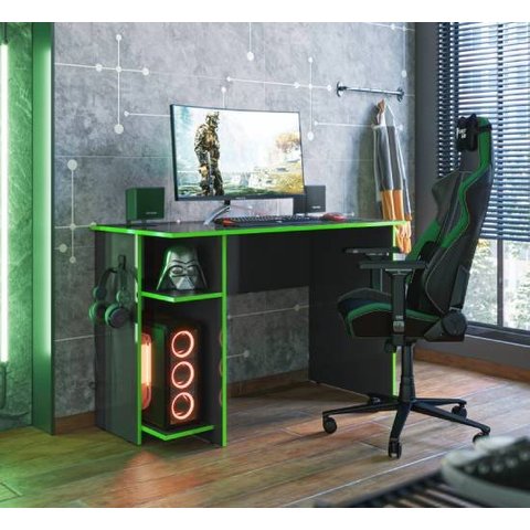 Mesa P/ Escritório e Gamer - Palladium Decor Verde