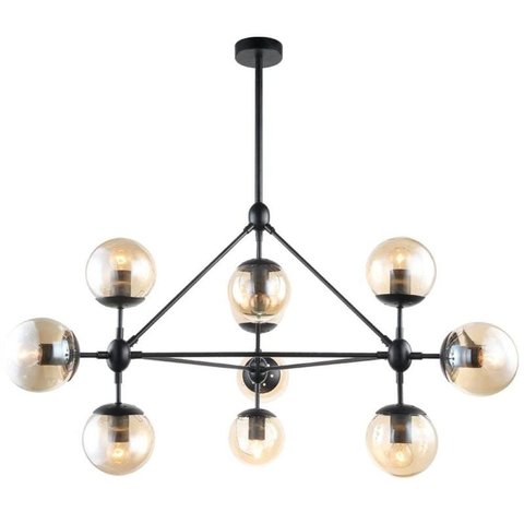 Pendente Orbe preto em metal e vidro para 10 lâmpadas E27 Bella OP056