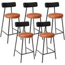 Ver imagem 1 de Kit 05 Banquetas Baixa Cozinha Sala Jantar Bancada Milão L02 Couríssimo Preto Camel - Lyam Decor