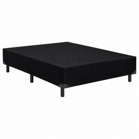 Base Cama Box Dancar 128x188 Suede Preto com Pés