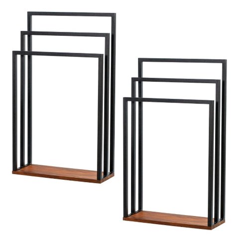 Kit 02 Toalheiros Porta Toalha de Piso Lavabo Gênova D01 Peroba - Inoviza