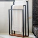 Ver imagem 3 de Kit 02 Toalheiros Porta Toalha de Piso Lavabo Gênova D01 Peroba - Inoviza