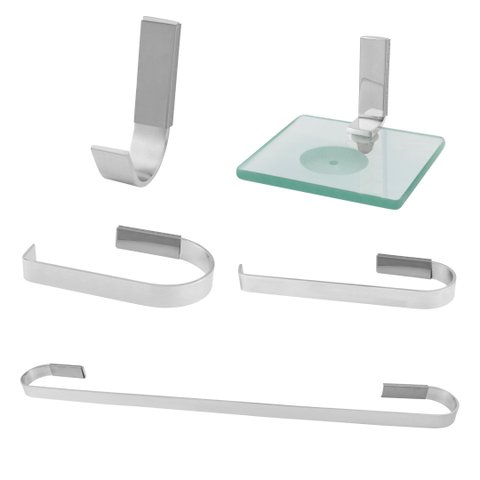Kit Acessórios para Banheiro Quadrado 5 Peças Luxo:cinza Claro