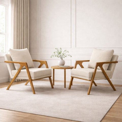 Mona Kit 2 Unidades Sala Escritório Design Moderno Linho:bege