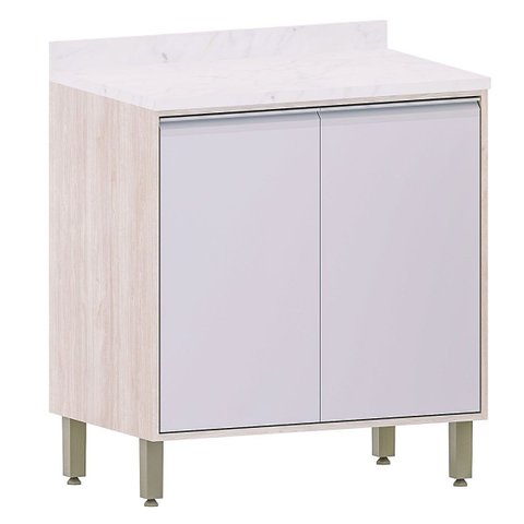 Balcão para Cozinha Modulada 80 Cm 2 Portas Atenas Cinza Cristal