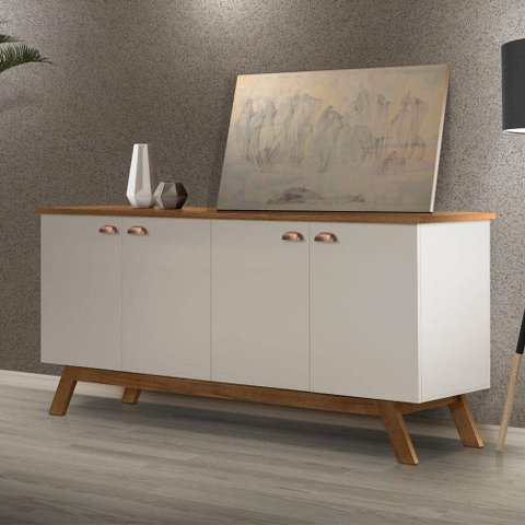 Aparador Atlanta Ii 4 Portas Off White/Amendoa