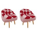 Ver imagem 1 de Kit 02 Poltrona Paloma Escritório Sala Pé Palito Suede Rosa Bebê e Suede Vermelho - Dominic Decor