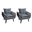 Ver imagem 1 de Kit 02 Poltrona Decorativa Opala Grafite Linho SMF Decor