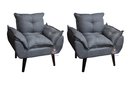 Ver imagem 1 de Kit 02 Poltrona Decorativa Opala Grafite Linho SMF Decor