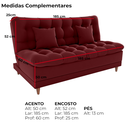 Ver imagem 4 de Sofa Cama 2 Lugares 185 Cm Duda Veludo E432 Vermelho Milani Store