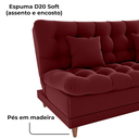 Ver imagem 5 de Sofa Cama 2 Lugares 185 Cm Duda Veludo E432 Vermelho Milani Store