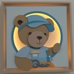 Quadro Caixa Charme Ursinho com Trenzinho - QDUR-04 BH BABY KIDS - 1