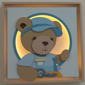Quadro Caixa Charme Ursinho com Trenzinho - QDUR-04 BH BABY KIDS