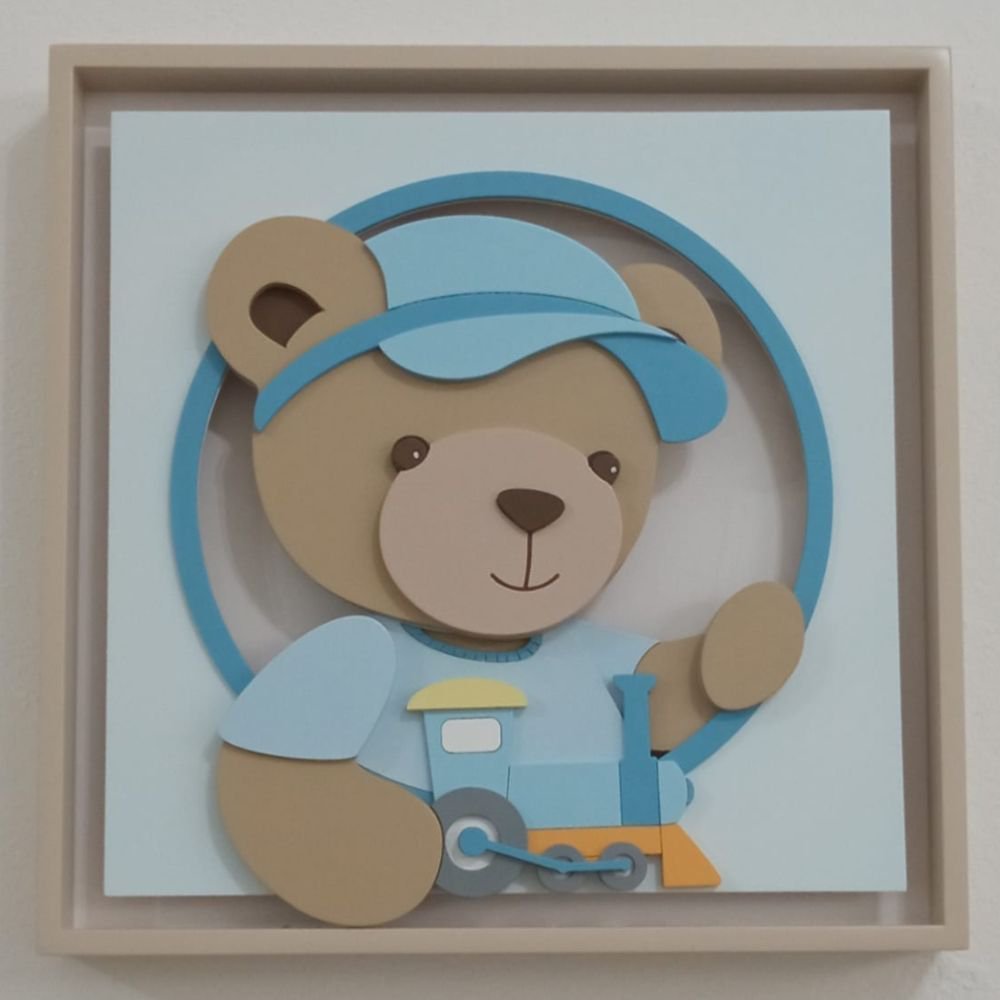 Quadro Caixa Charme Ursinho com Trenzinho - QDUR-04 BH BABY KIDS - 2