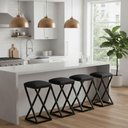 Ver imagem 2 de Kit 4 Banqueta Baixa Bancada 50 Cm Bar Cozinha Balcão Corino Preto