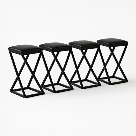Kit 4 Banqueta Baixa Bancada 50 Cm Bar Cozinha Balcão Corino Preto
