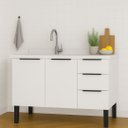 Ver mais imagens de Armário de Cozinha 117cm Gabinete Aço 2 Portas e 3 Gavetas:Branco