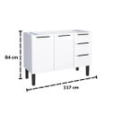 Ver imagem 4 de Armário de Cozinha 117cm Gabinete Aço 2 Portas e 3 Gavetas:Branco