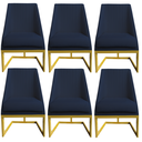 Ver imagem 1 de Kit 06 Cadeiras Para Sala de Jantar Ana Base de Ferro Veludo Azul Marinho D'Classe Decor