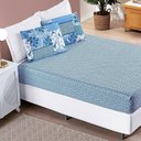 Ver imagem 7 de Edredom 2,40m X 2,20m + Jogo de Cama Bouti Estampado Queen 06 Peças 100% Poliéster - Azul Sereno