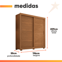 Ver imagem 4 de Guarda Roupas Casal 2 Portas de Correr 4 Gavetas Siena
