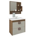 Ver imagem 1 de Gabinete de Banheiro com Cuba e Espelheira Lirio 60cm Amendoa/off White - Mgm