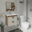 Ver imagem 2 de Gabinete de Banheiro com Cuba e Espelheira Lirio 60cm Amendoa/off White - Mgm