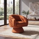Ver imagem 2 de Poltrona Giratória Orgânica Arco Linho Terracota - Sallar Home