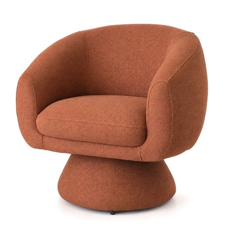 Poltrona Giratória Orgânica Arco Linho Terracota - Sallar Home