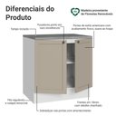 Ver imagem 3 de Balcão de Cozinha 80 cm 2 Portas Branco-Crema Vik Madesa Branco-Crema