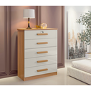 Ver imagem 2 de Cômoda Ipanema 5 Gavetas Grande com Chave para Quarto Tampo em Mdf Cor:cinamomo / Off