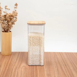 Pote Hermético 2l Tampa de Bambu Transparente Quadrado Oikos - 3